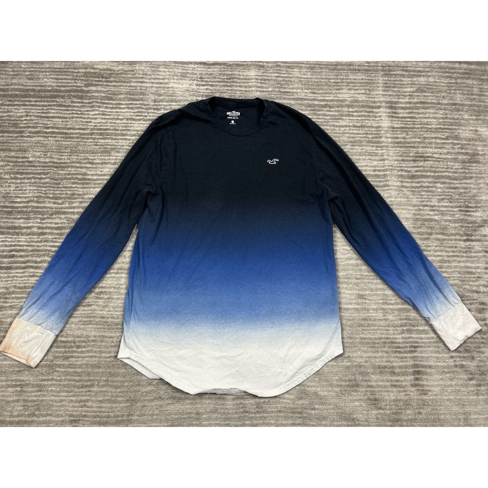Hollister Ombre Long Sleeve Tee in Navy Blue to White